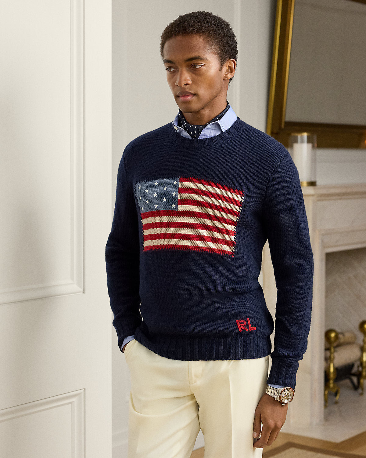 Men's Flag Cashmere Crewneck Sweater