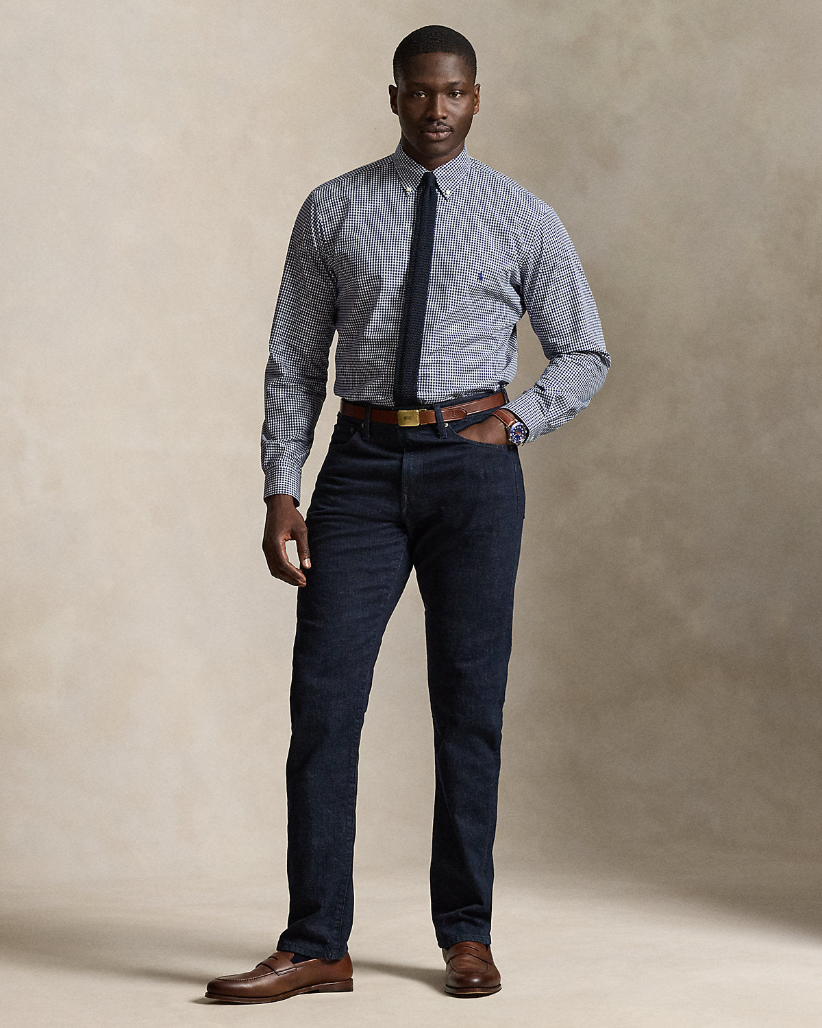 Gingham Stretch Poplin Shirt