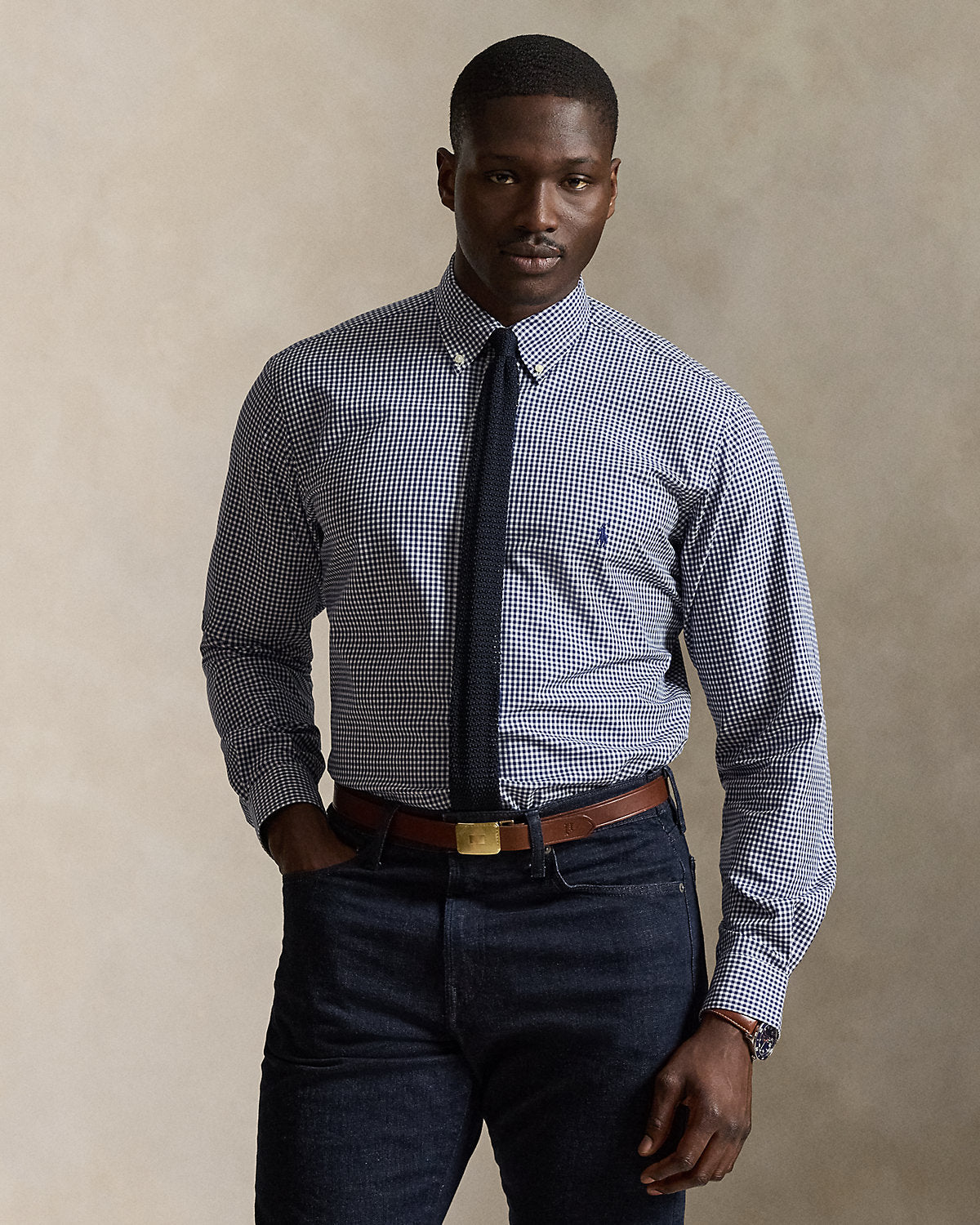 Gingham Stretch Poplin Shirt
