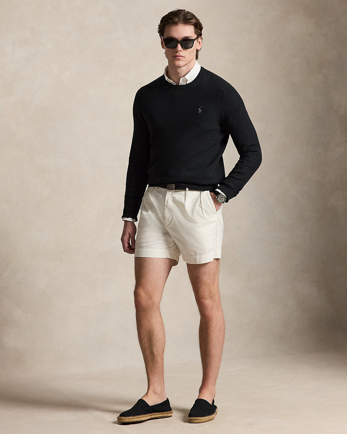 Mesh-Knit Cotton Crewneck Sweater