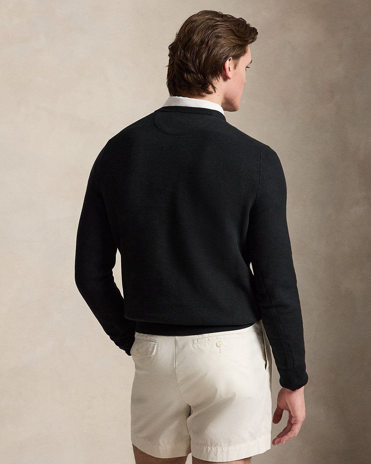 Mesh-Knit Cotton Crewneck Sweater