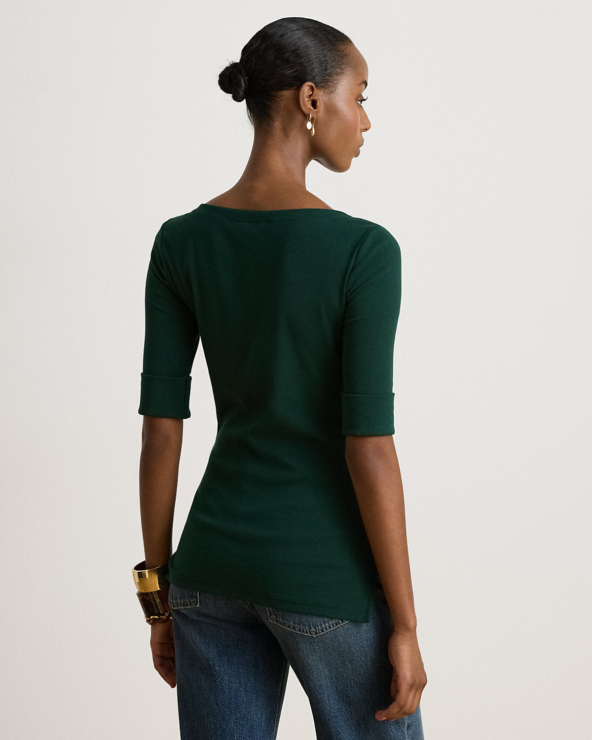 Stretch Cotton Boatneck Tee