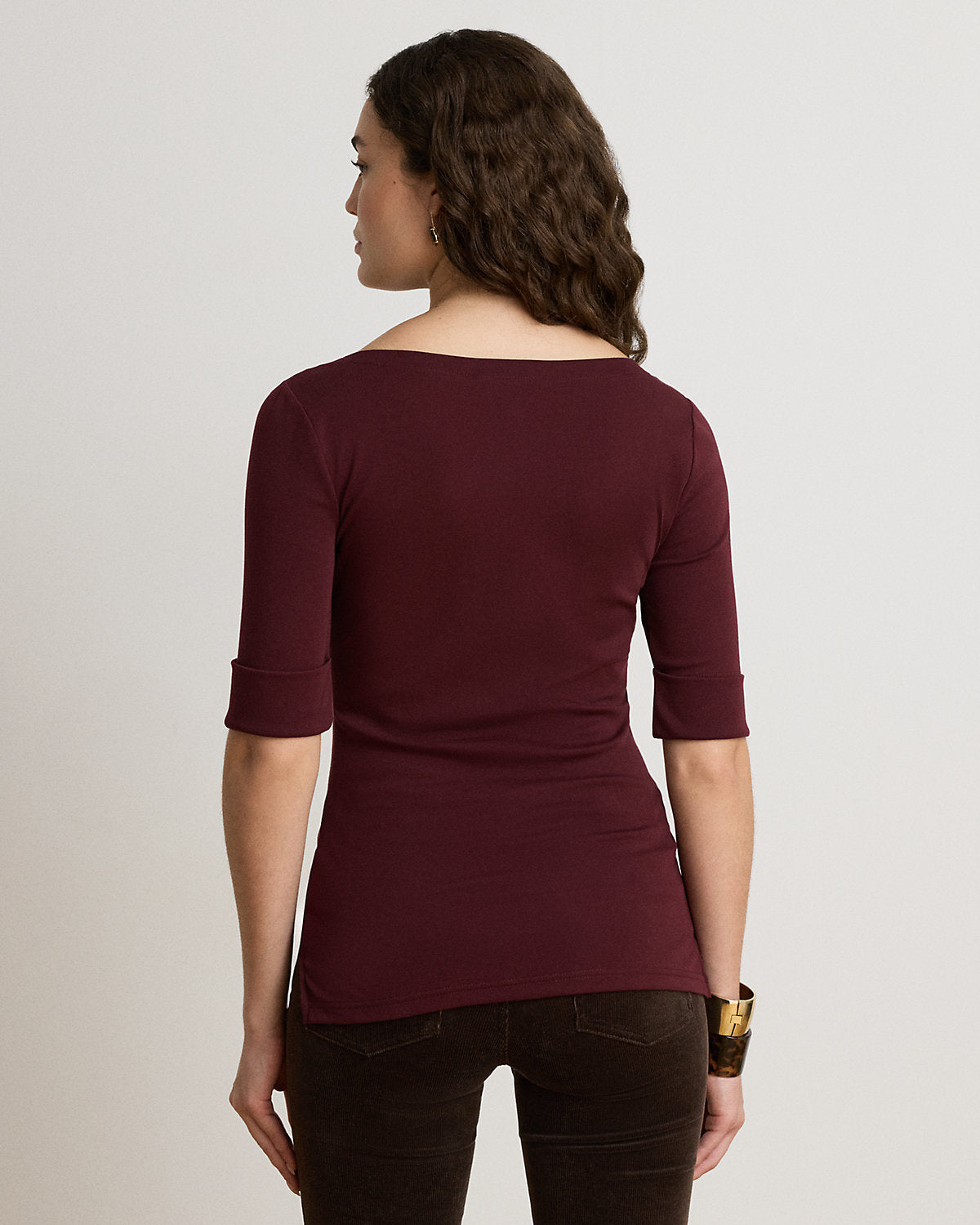 Stretch Cotton Boatneck Tee