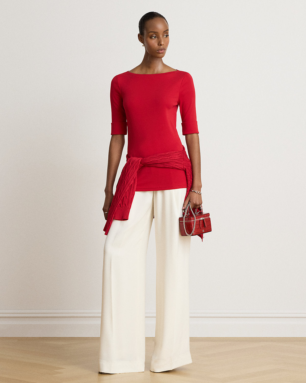 Stretch Cotton Boatneck Tee