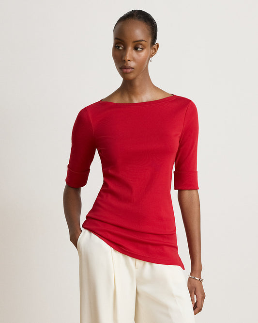 Stretch Cotton Boatneck Tee