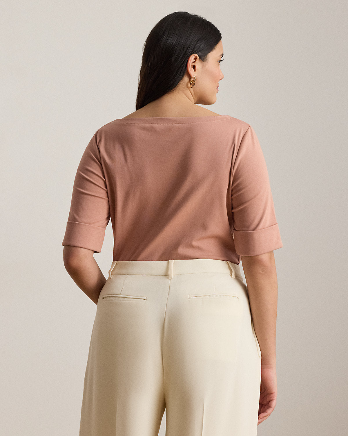 Stretch Cotton Boatneck Tee