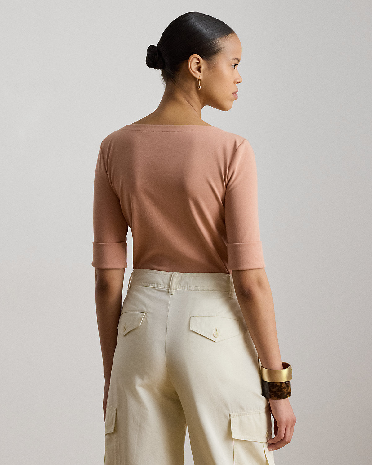 Stretch Cotton Boatneck Tee