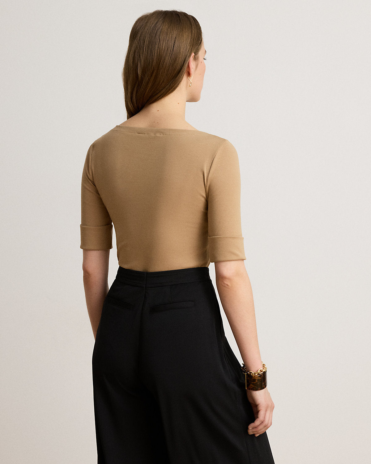 Stretch Cotton Boatneck Tee