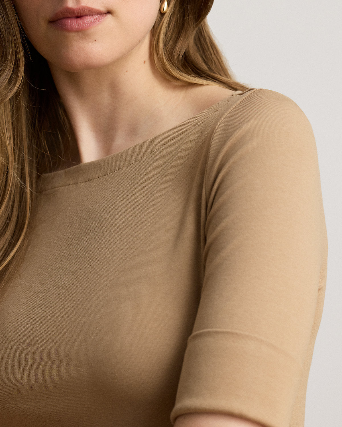 Stretch Cotton Boatneck Tee