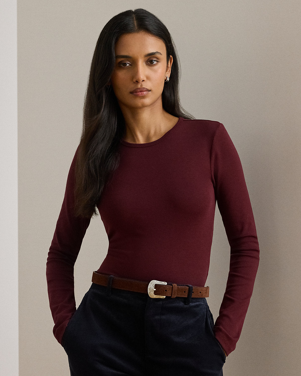 Stretch Cotton Long-Sleeve Tee