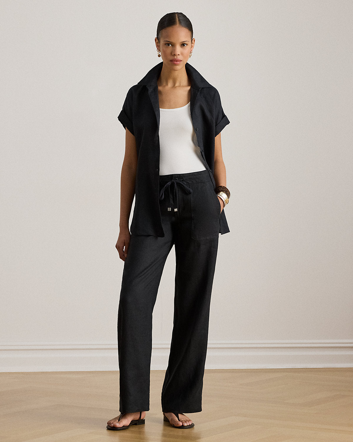 Relaxed Fit Linen Short-Sleeve Shirt