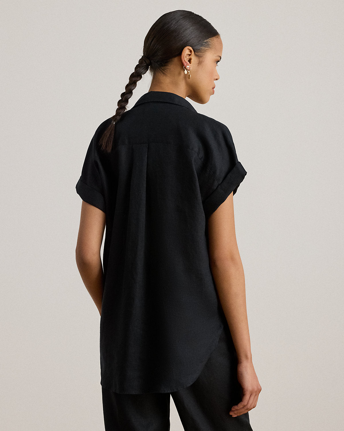 Relaxed Fit Linen Short-Sleeve Shirt
