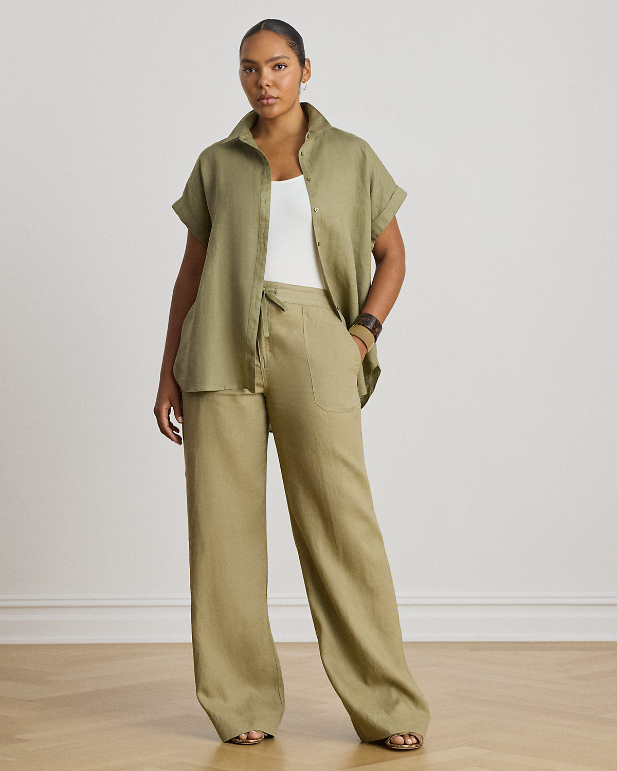 Relaxed Fit Linen Short-Sleeve Shirt