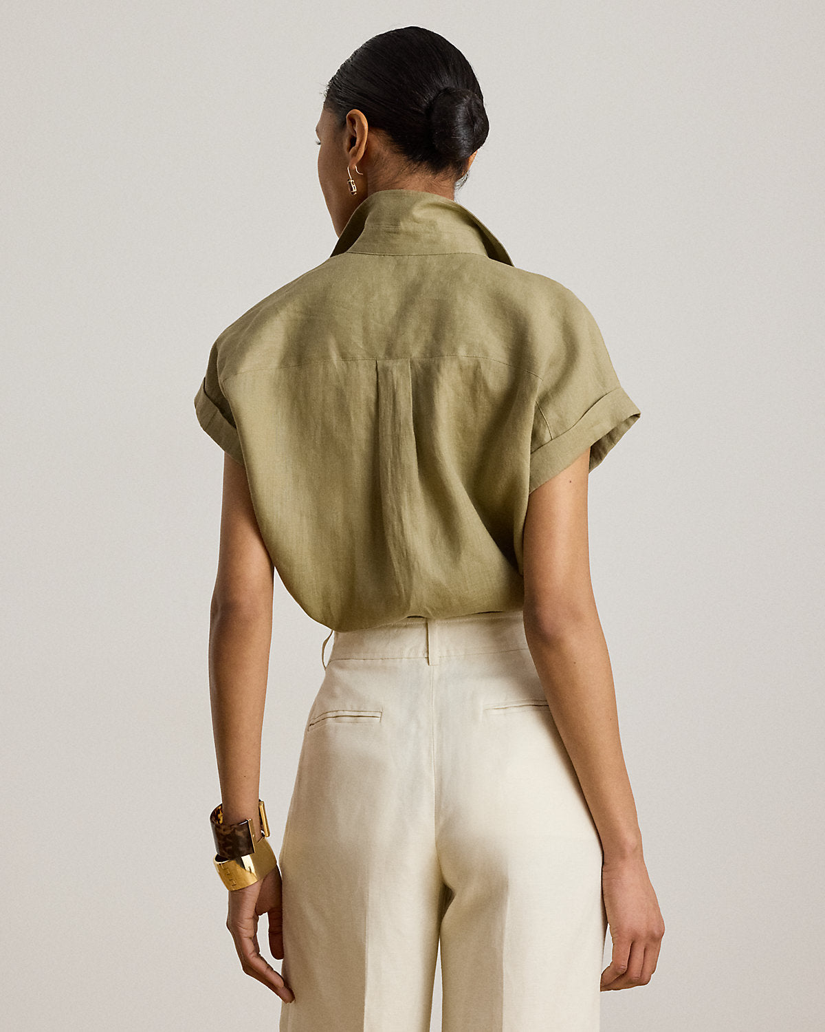 Relaxed Fit Linen Short-Sleeve Shirt