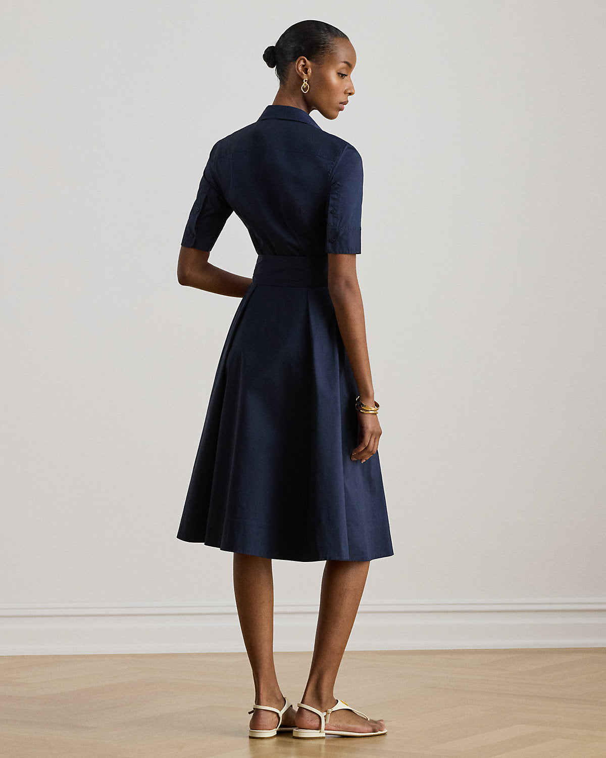 Belted Cotton-Blend Shirtdress