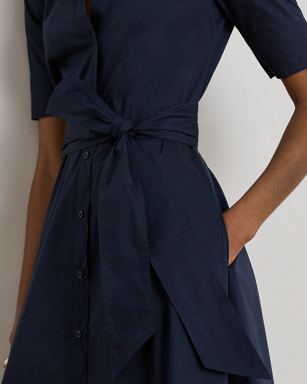 Belted Cotton-Blend Shirtdress