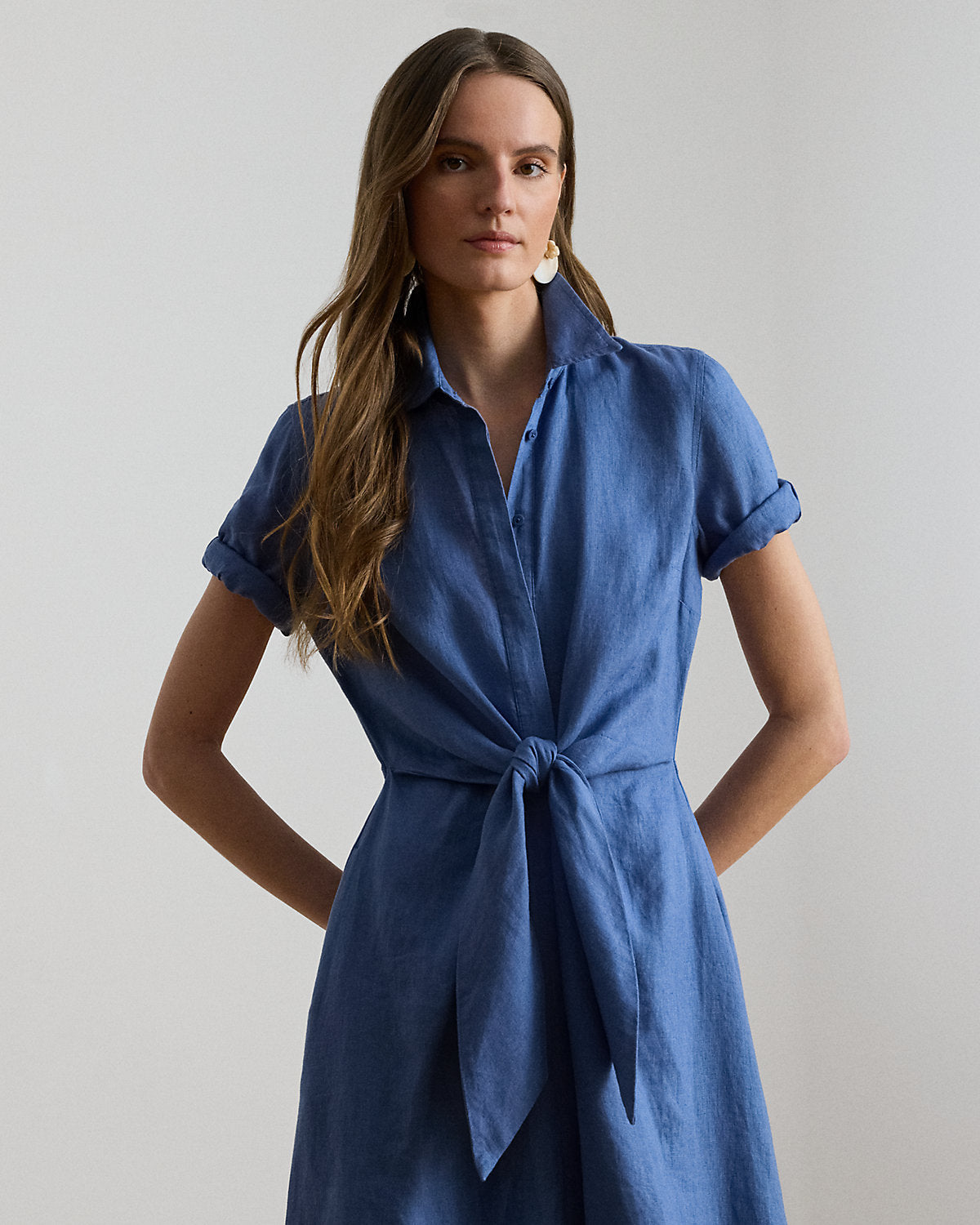 Tie-Front Linen Shirtdress