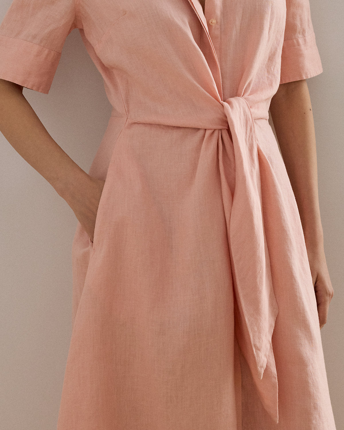 Tie-Front Linen Shirtdress