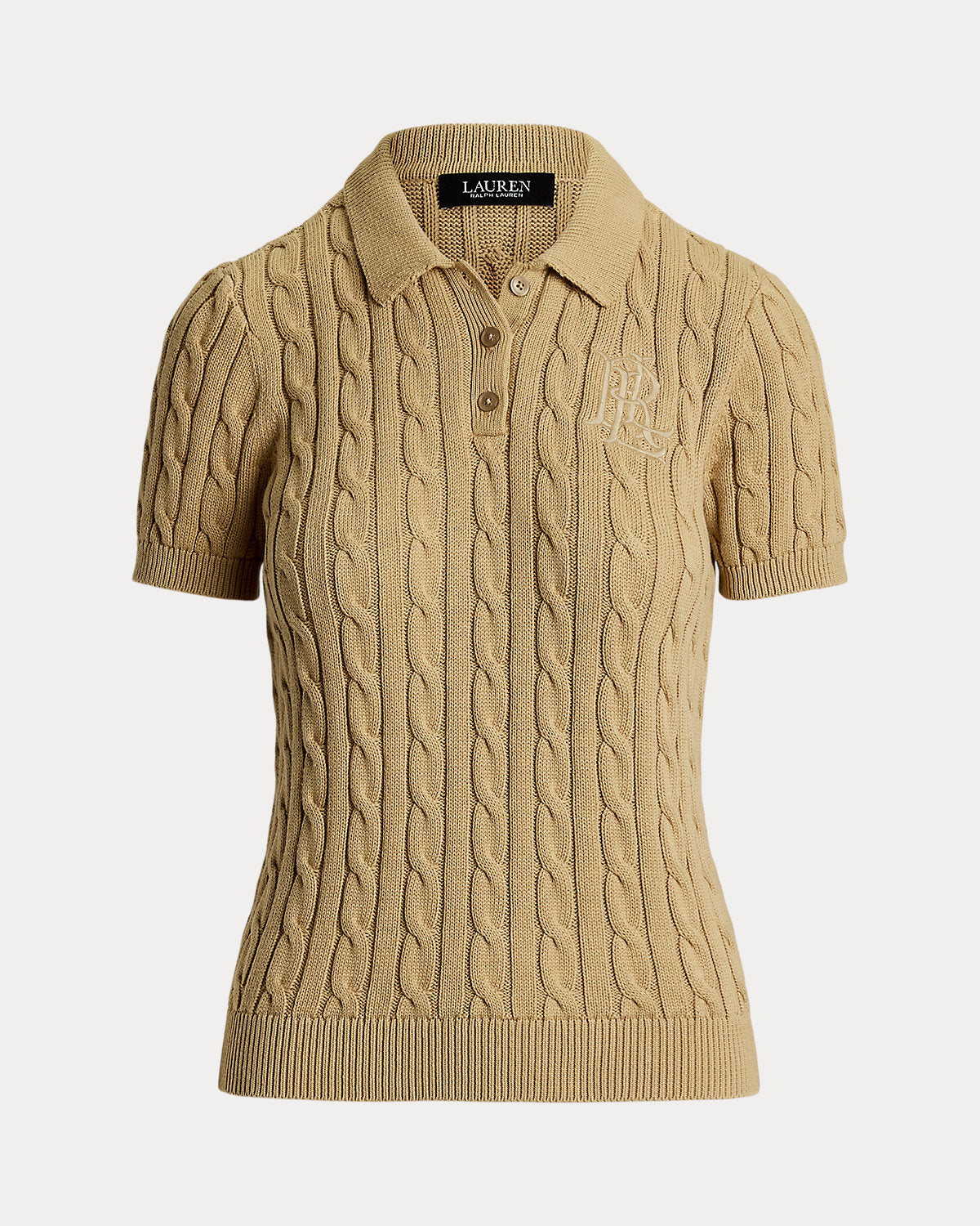 Women's Cable-Knit Cotton Polo Sweater