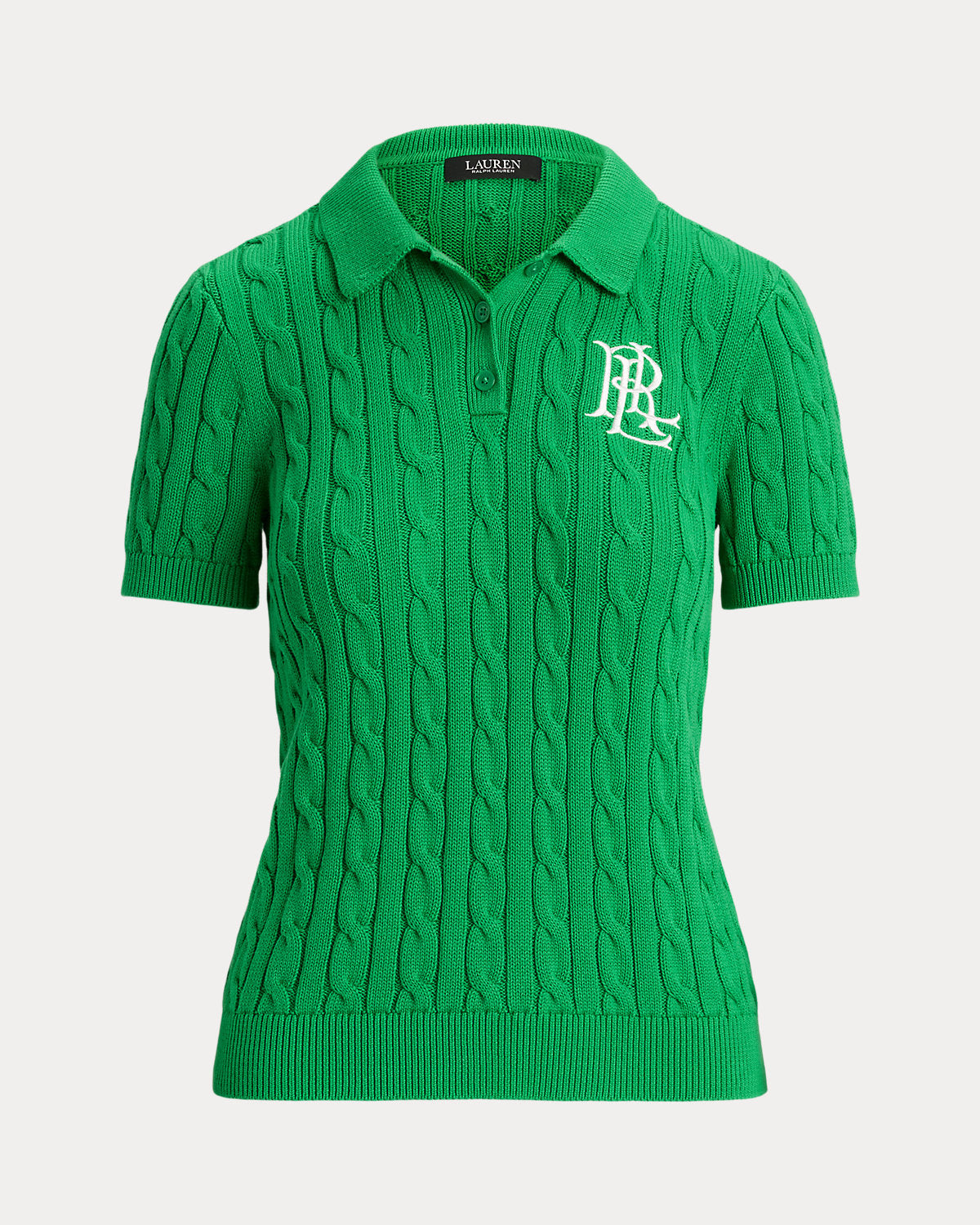 Women's Cable-Knit Cotton Polo Sweater