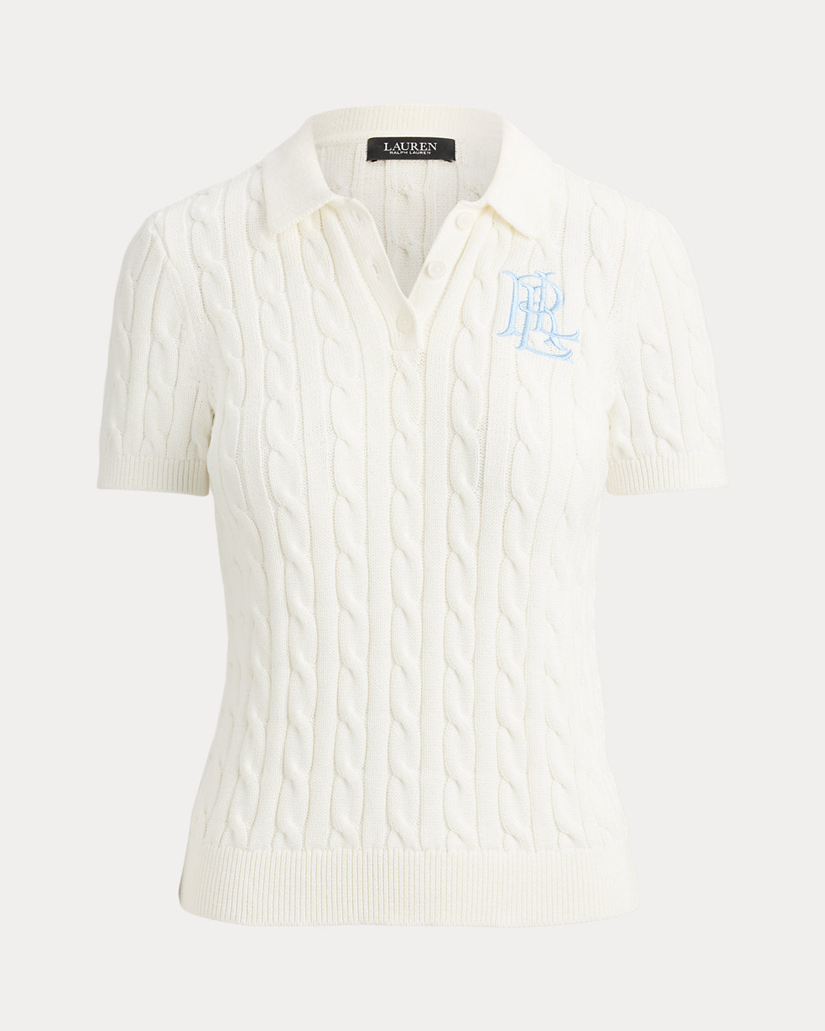 Women's Cable-Knit Cotton Polo Sweater