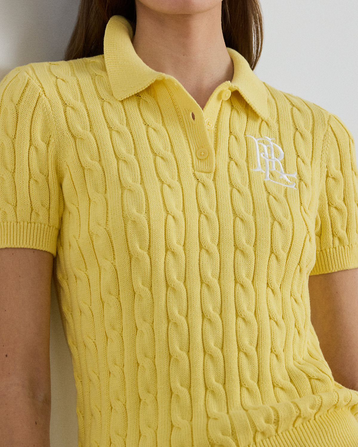 Women's Cable-Knit Cotton Polo Sweater