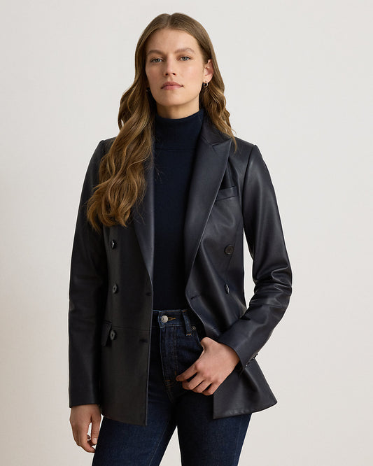 Double-Breasted Lambskin Blazer