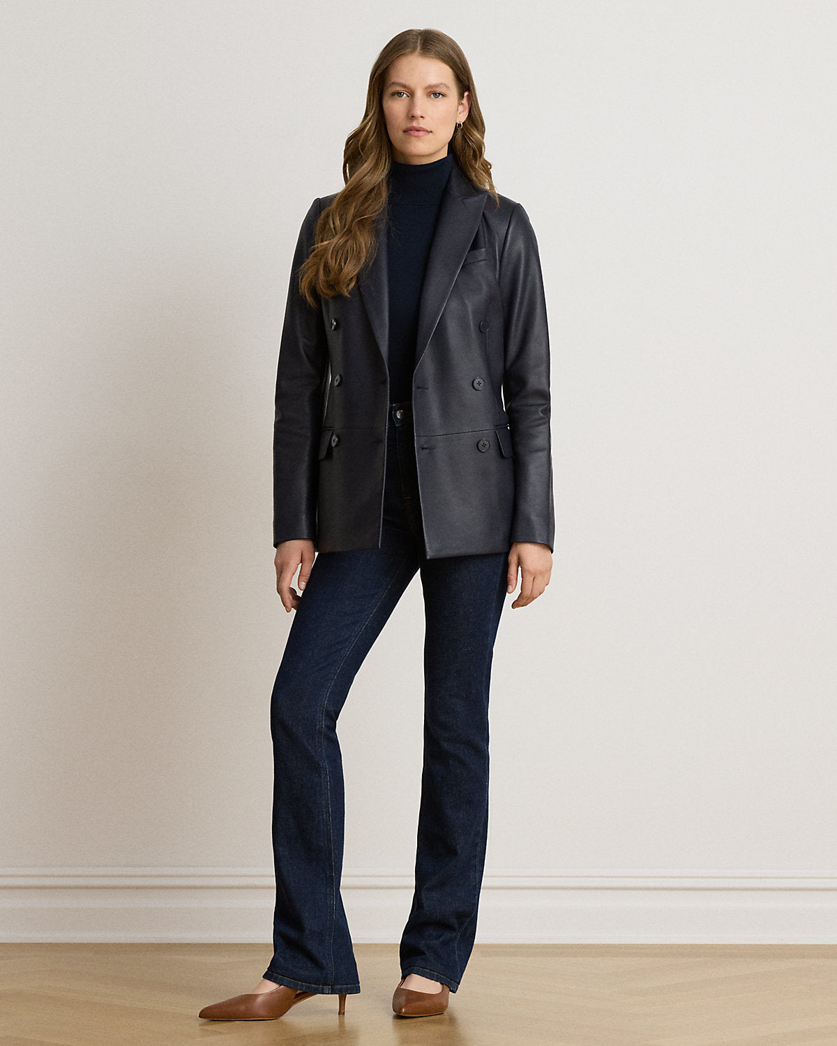 Double-Breasted Lambskin Blazer