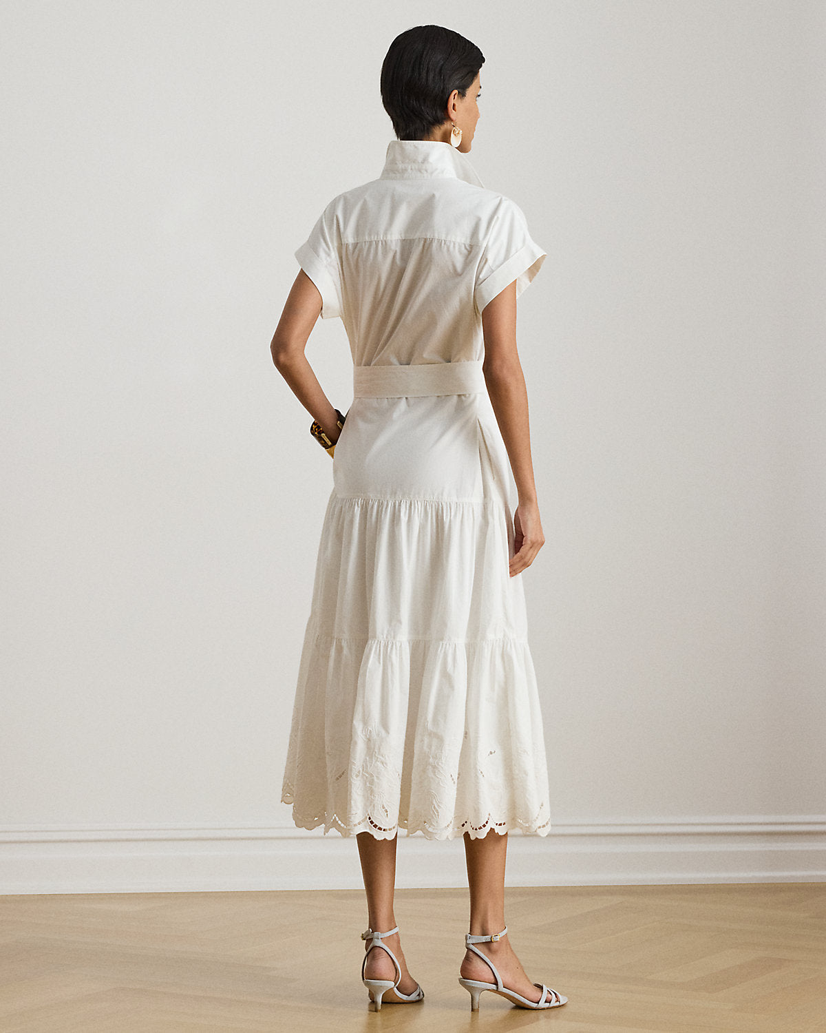 Eyelet Broadcloth Tiered Shirtdress