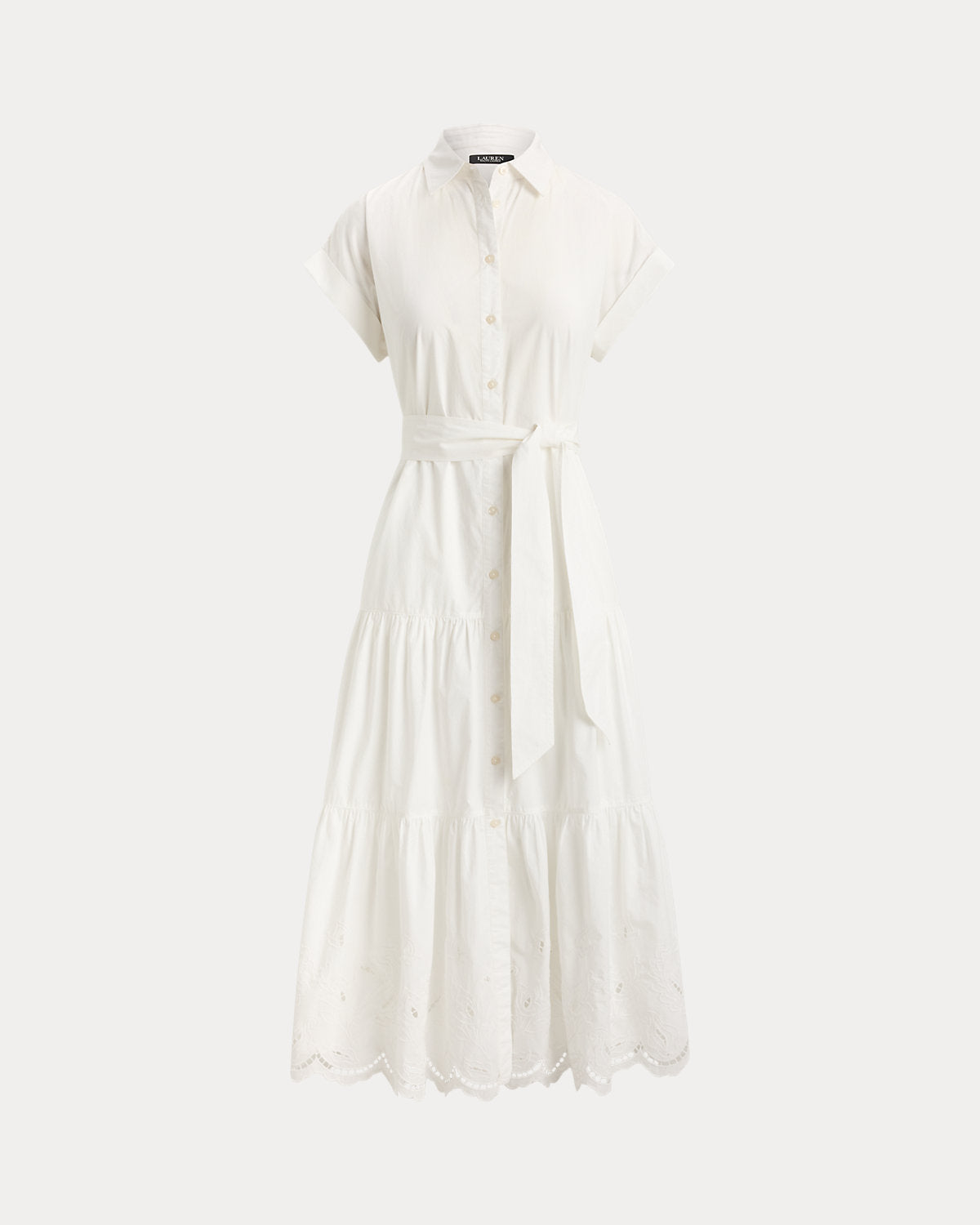Eyelet Broadcloth Tiered Shirtdress