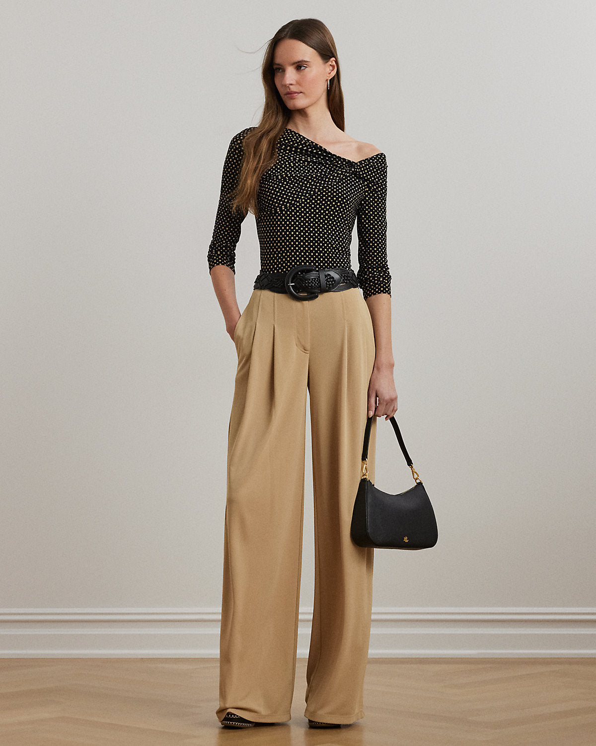 Geo-Print Jersey Off-the-Shoulder Top