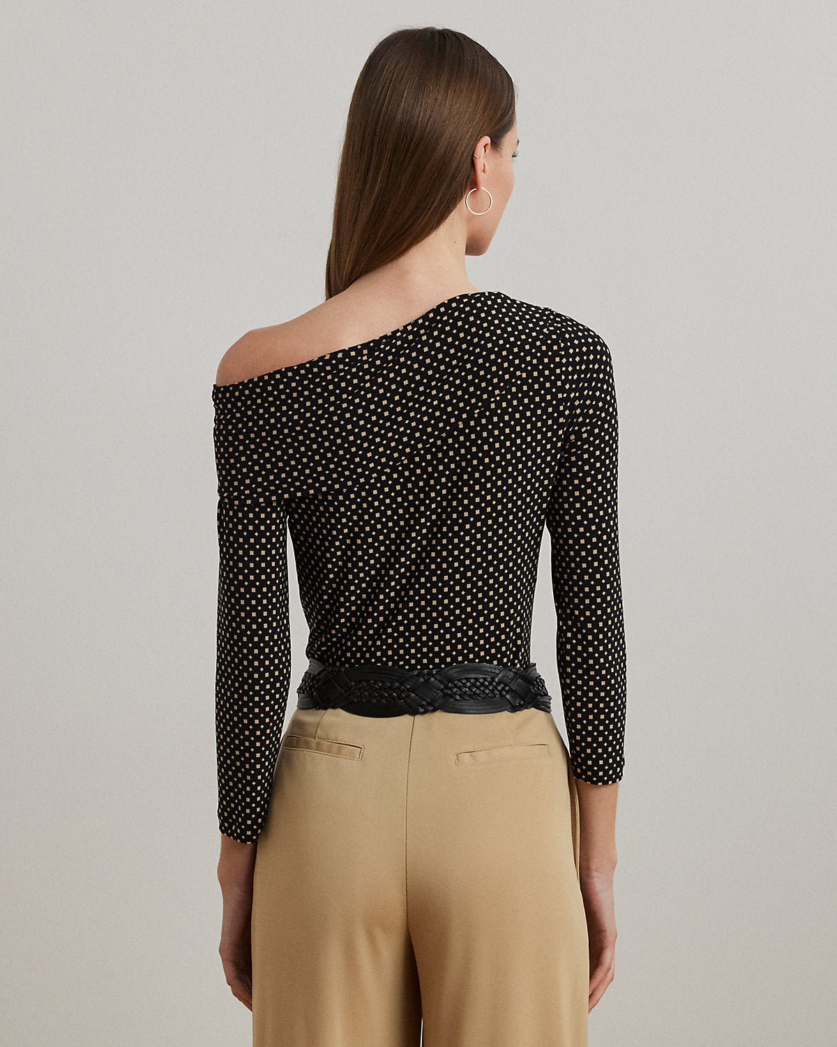 Geo-Print Jersey Off-the-Shoulder Top