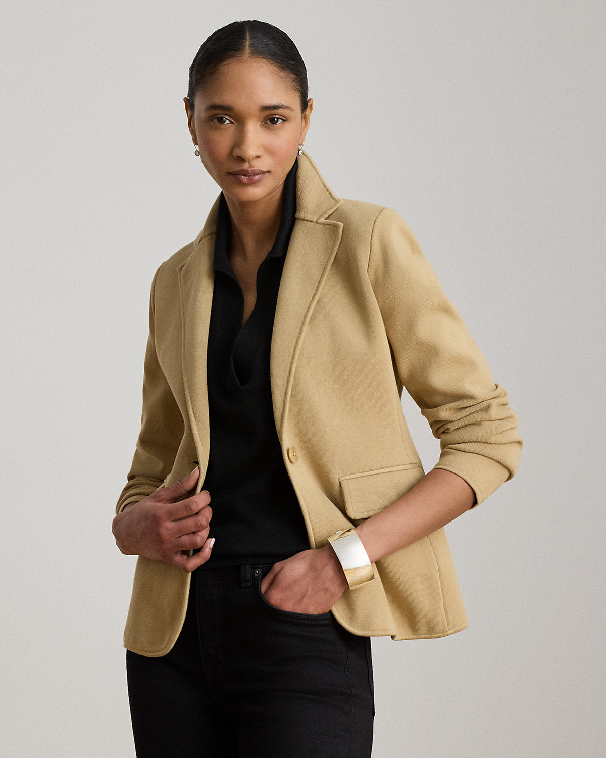 Cotton-Blend Sweater Blazer