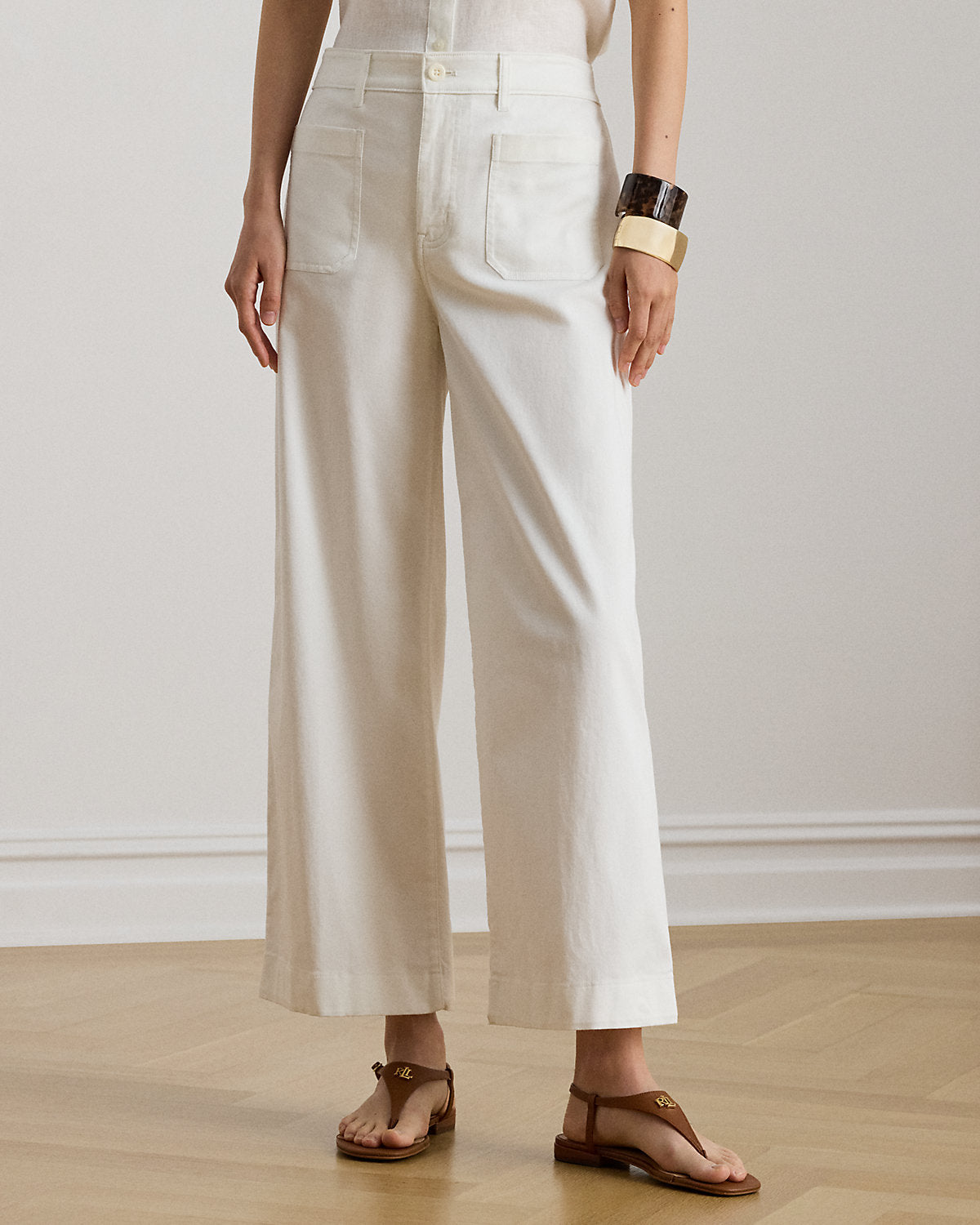 Stretch Chino Wide-Leg Cropped Pant
