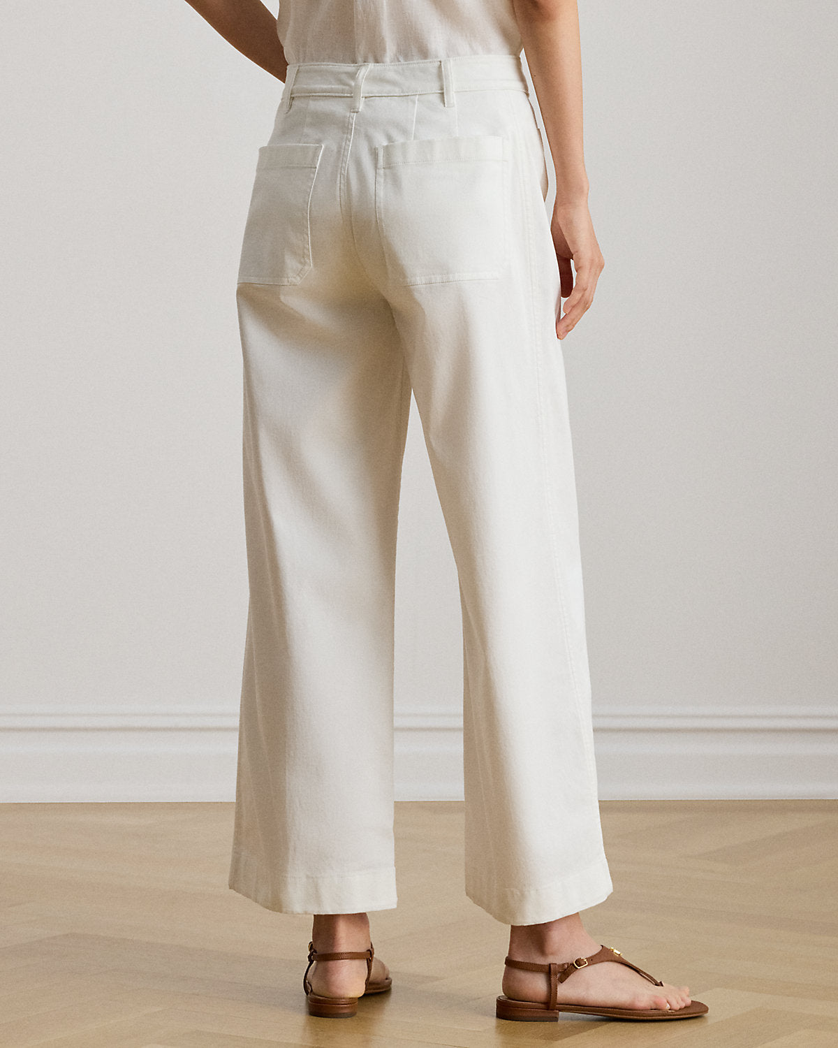 Stretch Chino Wide-Leg Cropped Pant