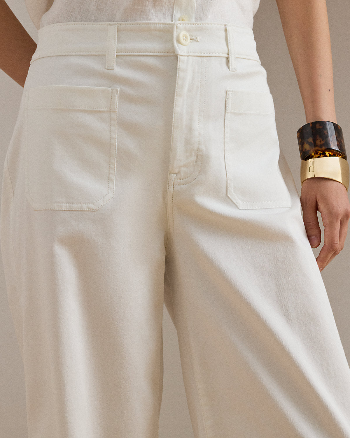 Stretch Chino Wide-Leg Cropped Pant