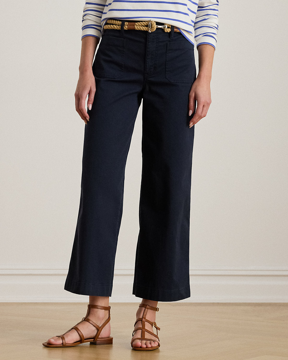 Stretch Chino Wide-Leg Cropped Pant