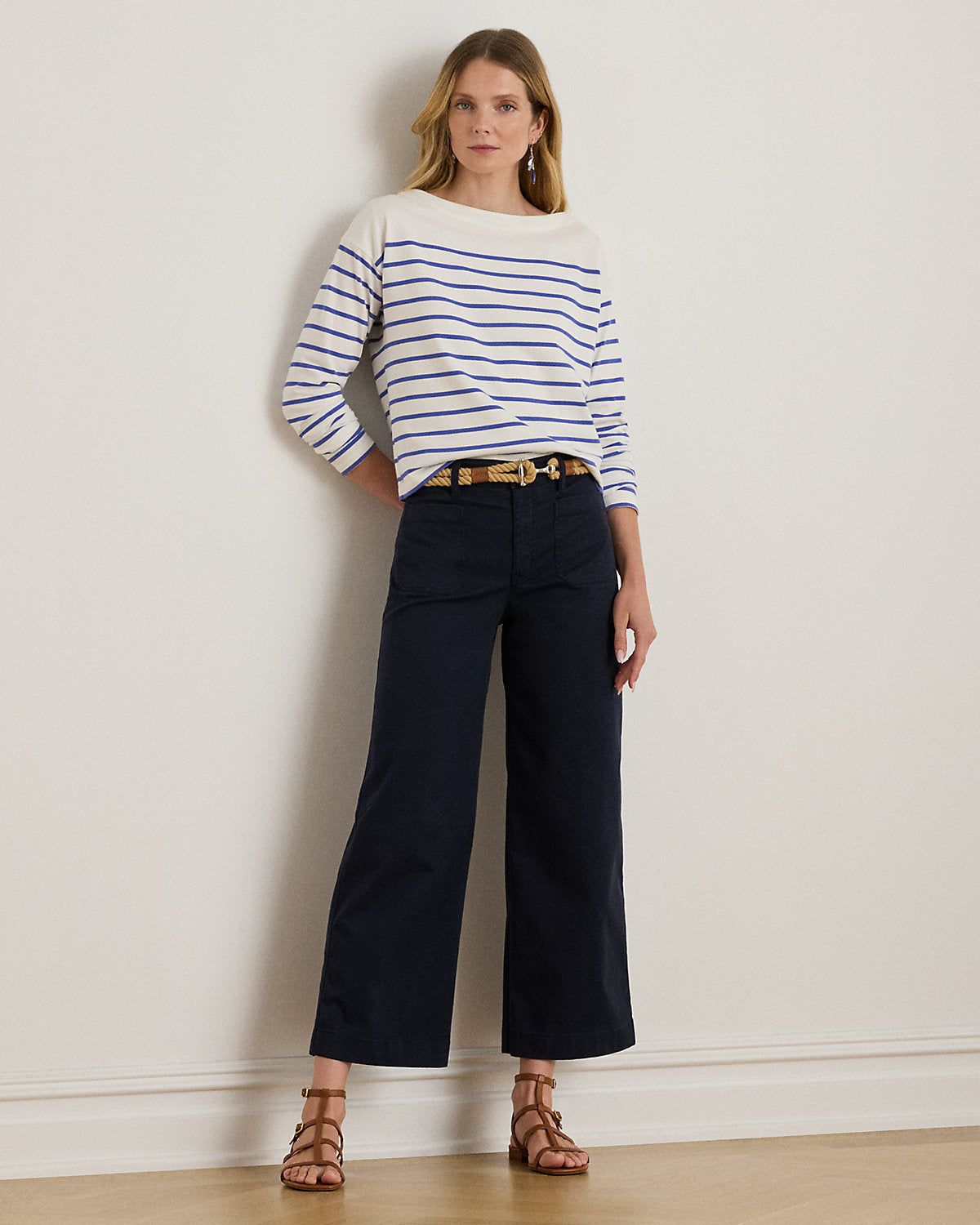 Stretch Chino Wide-Leg Cropped Pant