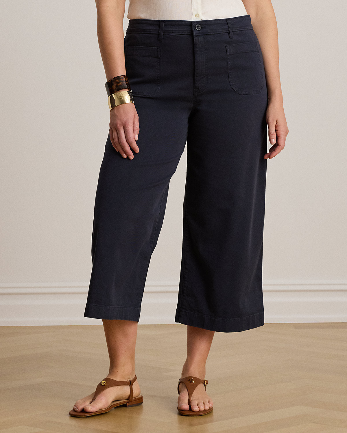 Stretch Chino Wide-Leg Cropped Pant