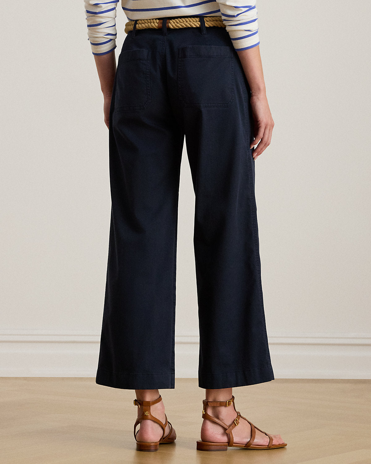 Stretch Chino Wide-Leg Cropped Pant