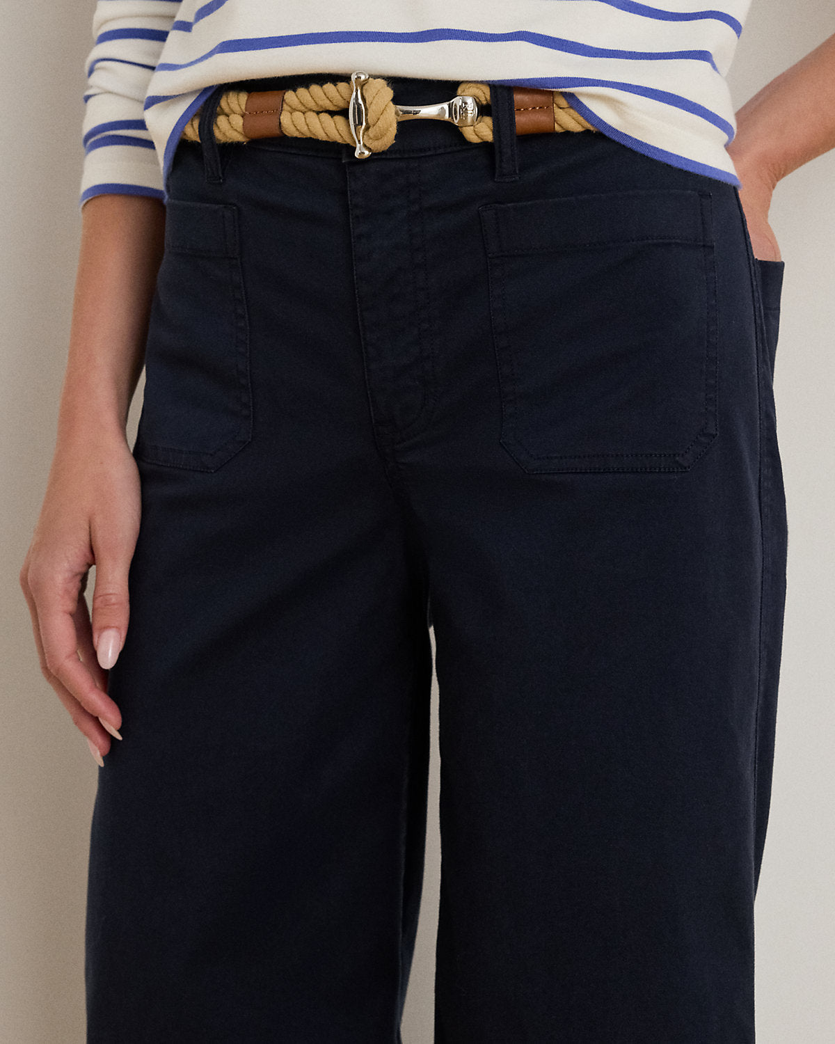 Stretch Chino Wide-Leg Cropped Pant