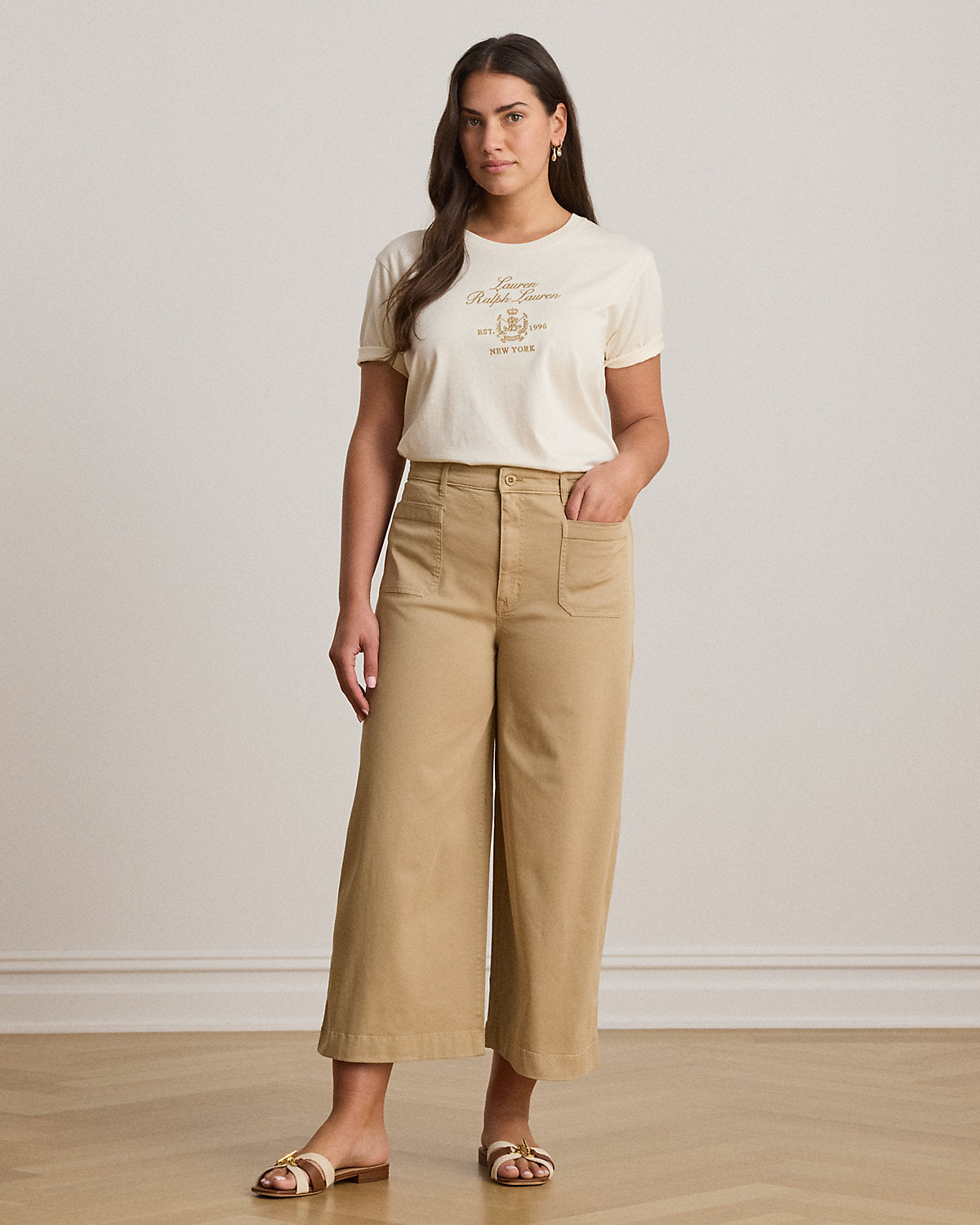 Stretch Chino Wide-Leg Cropped Pant