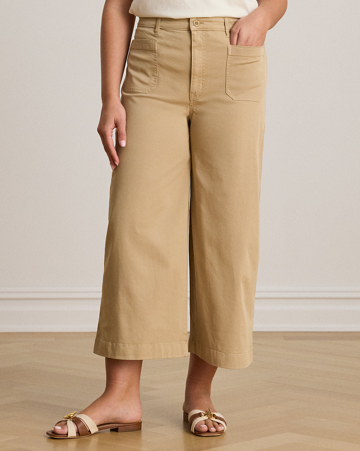 Stretch Chino Wide-Leg Cropped Pant