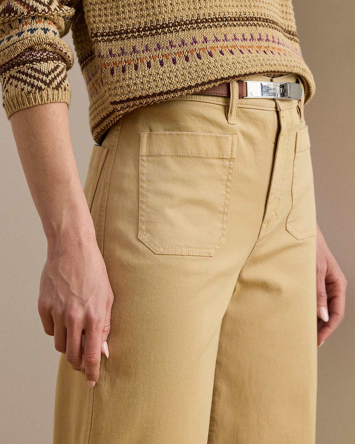 Stretch Chino Wide-Leg Cropped Pant