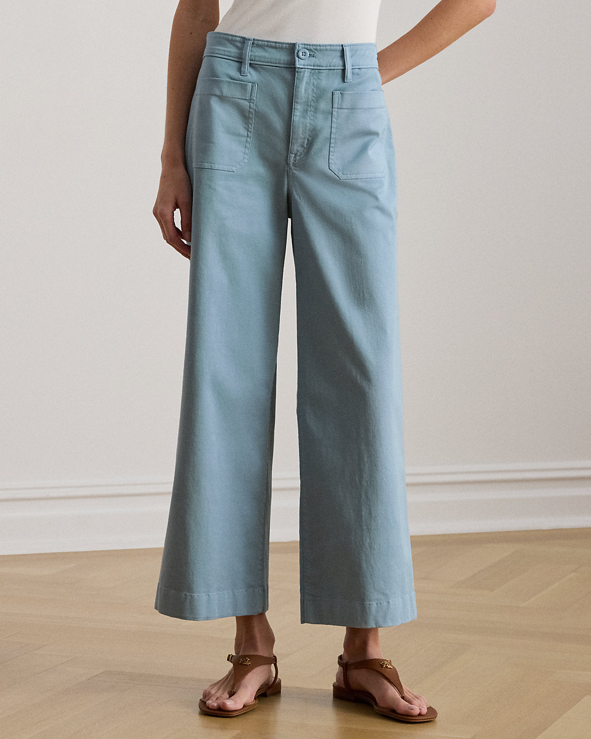 Stretch Chino Wide-Leg Cropped Pant