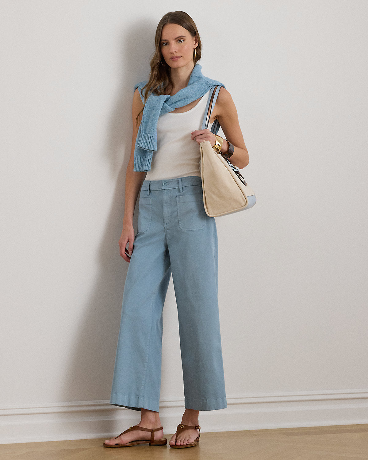 Stretch Chino Wide-Leg Cropped Pant