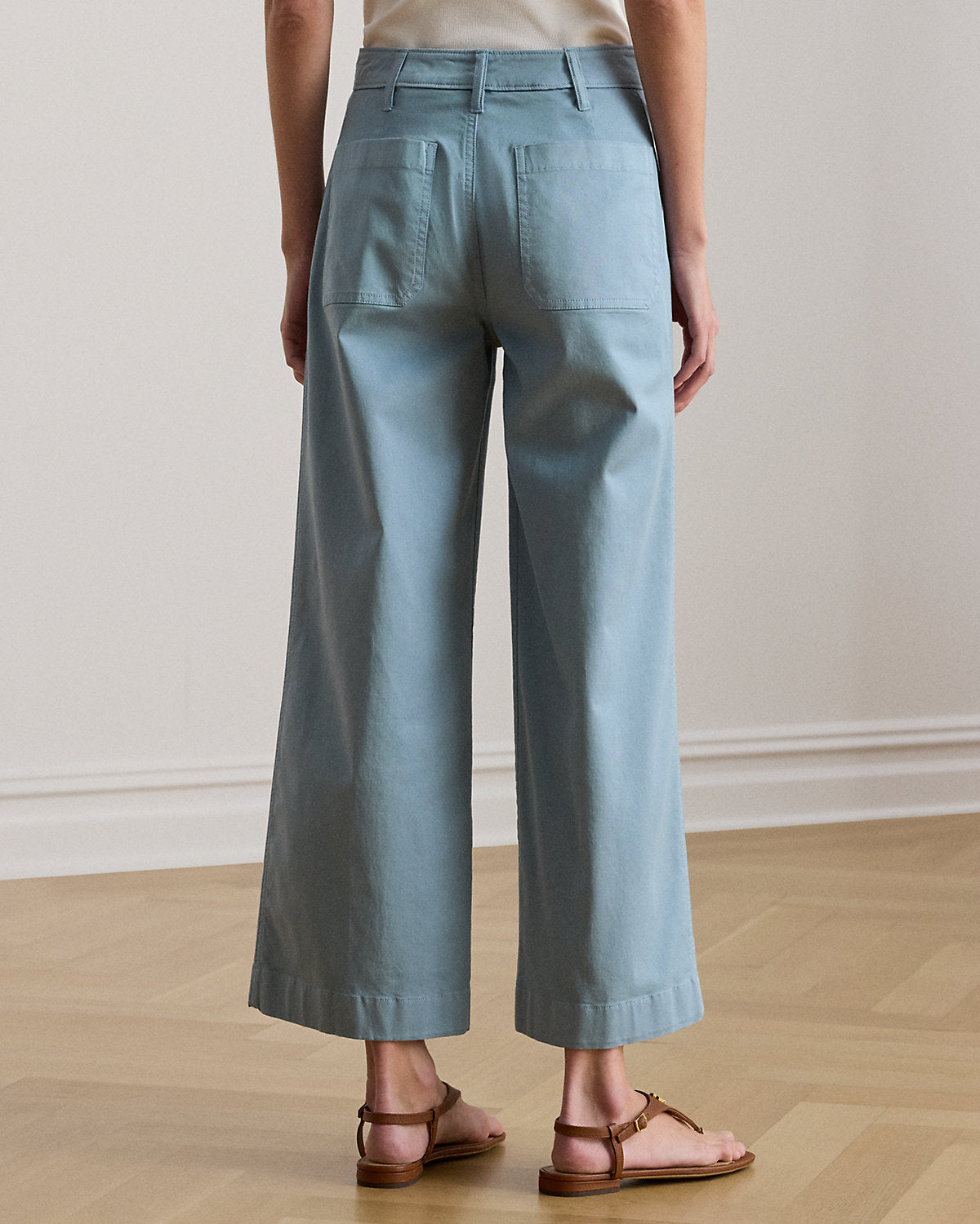 Stretch Chino Wide-Leg Cropped Pant