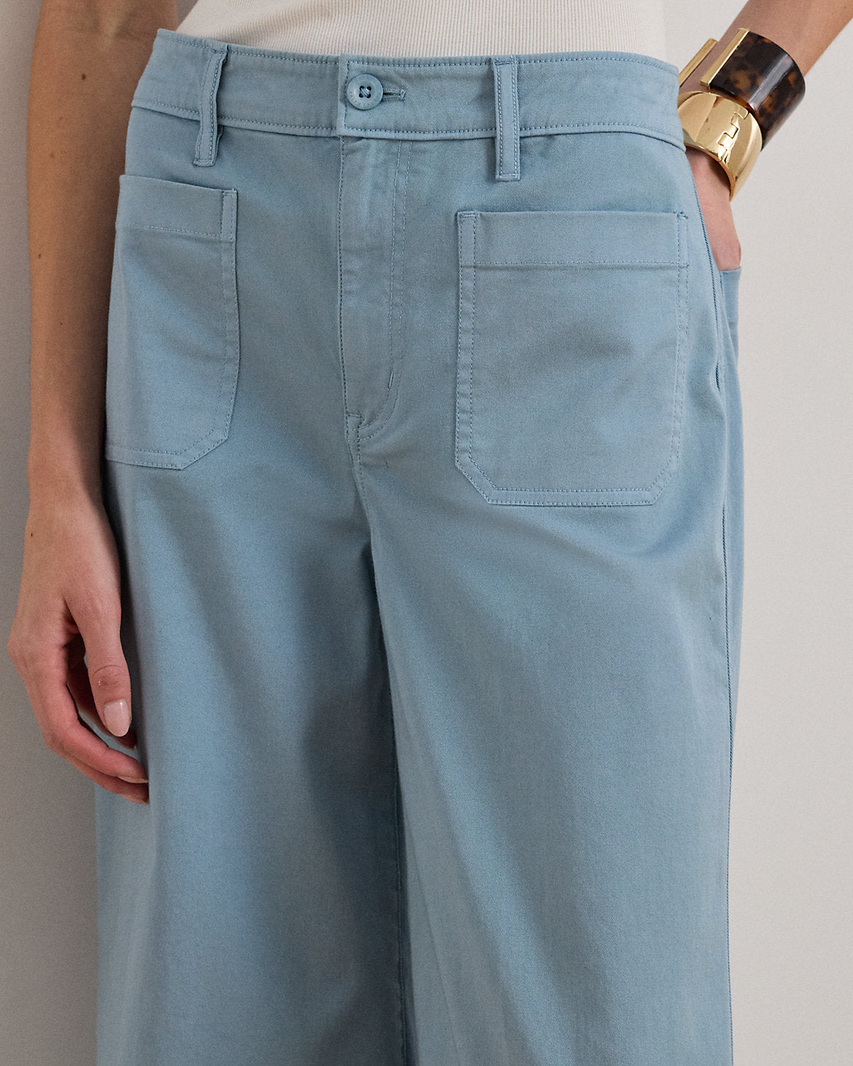 Stretch Chino Wide-Leg Cropped Pant