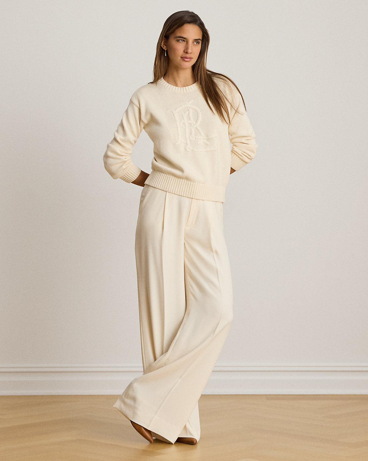 Embroidered-Logo Combed Cotton Sweater
