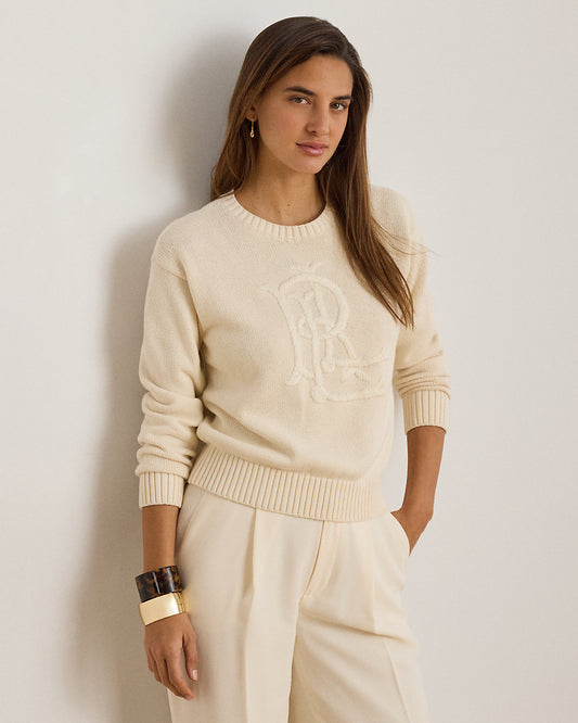 Embroidered-Logo Combed Cotton Sweater